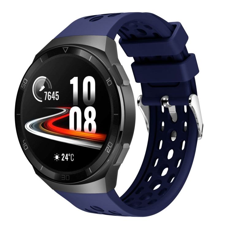 For Huawei Watch GT 2e Solid Color Round Hole Silicone Watch Band(Midnight Blue)
