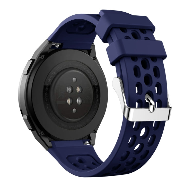 For Huawei Watch GT 2e Solid Color Round Hole Silicone Watch Band(Midnight Blue)