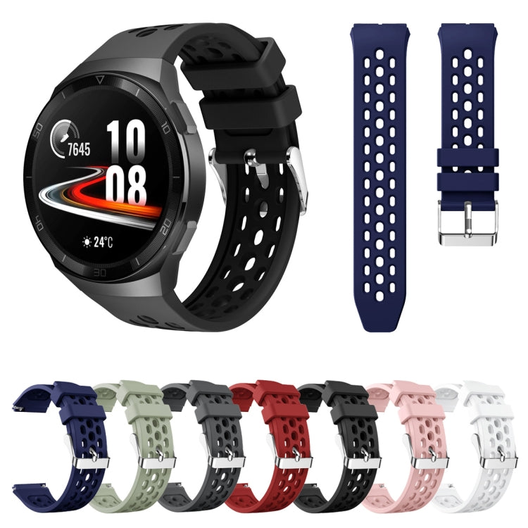 For Huawei Watch GT 2e Solid Color Round Hole Silicone Watch Band(Midnight Blue)