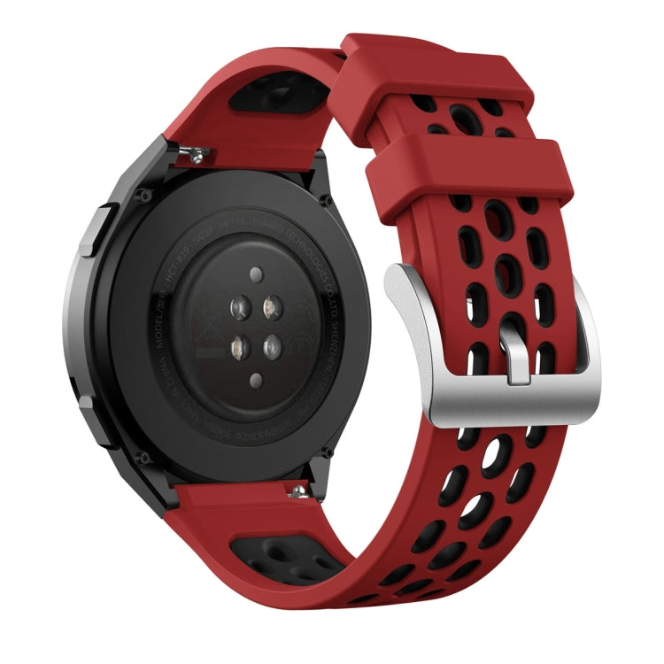 For Huawei Watch GT 2e Two Color Round Hole Silicone Watch Band(Red Balck)