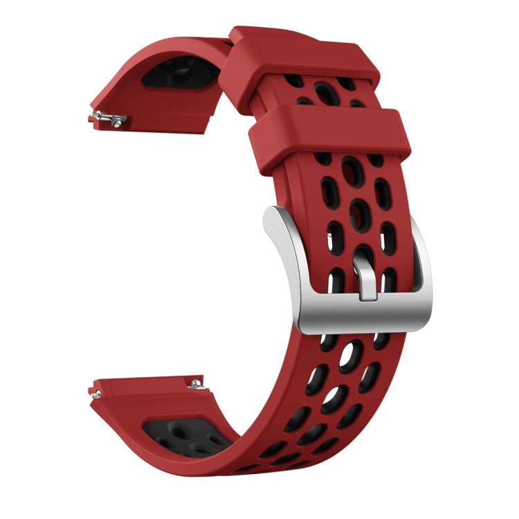 For Huawei Watch GT 2e Two Color Round Hole Silicone Watch Band(Red Balck)