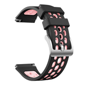 For Huawei Watch GT 2e Two Color Round Hole Silicone Watch Band(Balck Light Pink)