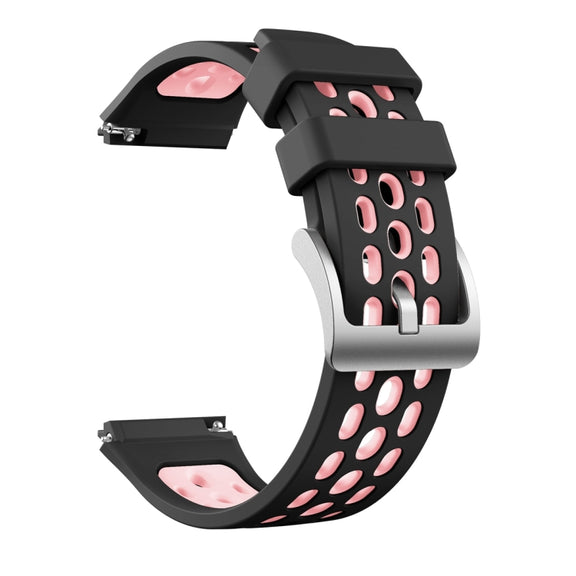 For Huawei Watch GT 2e Two Color Round Hole Silicone Watch Band(Balck Light Pink)