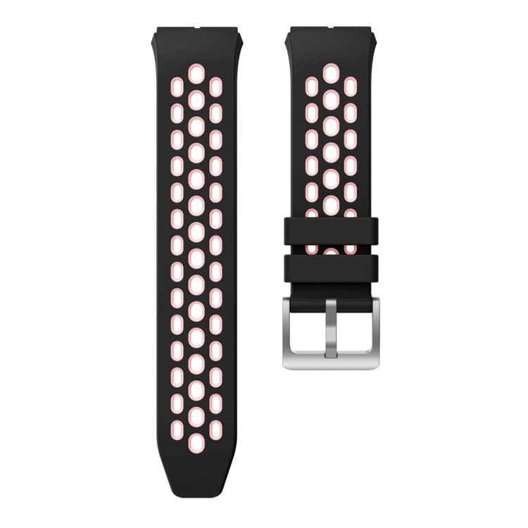 For Huawei Watch GT 2e Two Color Round Hole Silicone Watch Band(Balck Light Pink)