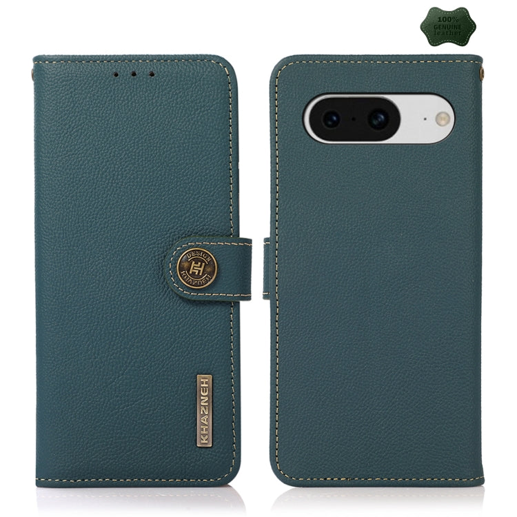 For Google Pixel 8 KHAZNEH Custer Genuine Leather RFID Phone Case(Green)