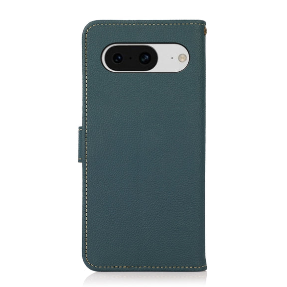 For Google Pixel 8 KHAZNEH Custer Genuine Leather RFID Phone Case(Green)