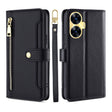 For Realme C55 4G Sheep Texture Cross-body Zipper Wallet Leather Phone Case(Black) - OPPO Cases by PMC TechLife | Online Shopping South Africa | PMC TechLife | Buy Now Pay Later Mobicred