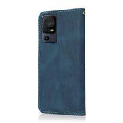 For TCL 40 SE Dual-color Stitching Leather Phone Case(Blue Green)