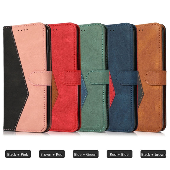 For TCL 40 SE Dual-color Stitching Leather Phone Case(Blue Green)