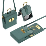 GKK Mini Backpack Plain Phone Bag + Phone Case with Ring For Samsung Galaxy Z Flip4 5G(Forest Green)