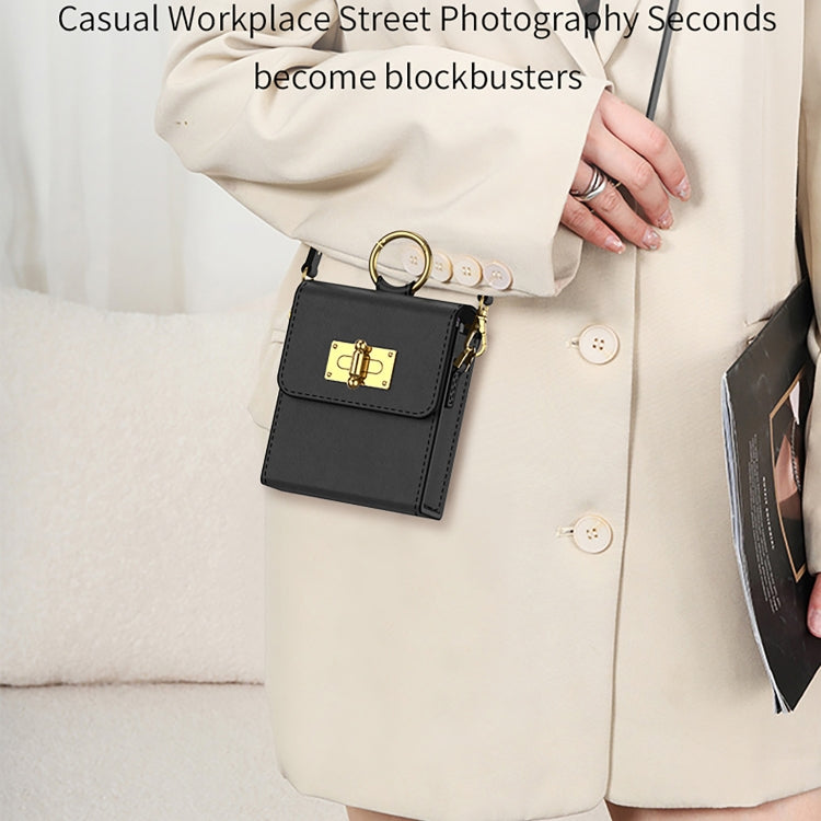 GKK Mini Backpack Plain Phone Bag + Phone Case with Ring For Samsung Galaxy Z Flip4 5G(Black)