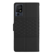 For TCL 40 SE Diamond Embossed Skin Feel Leather Phone Case with Lanyard(Black)