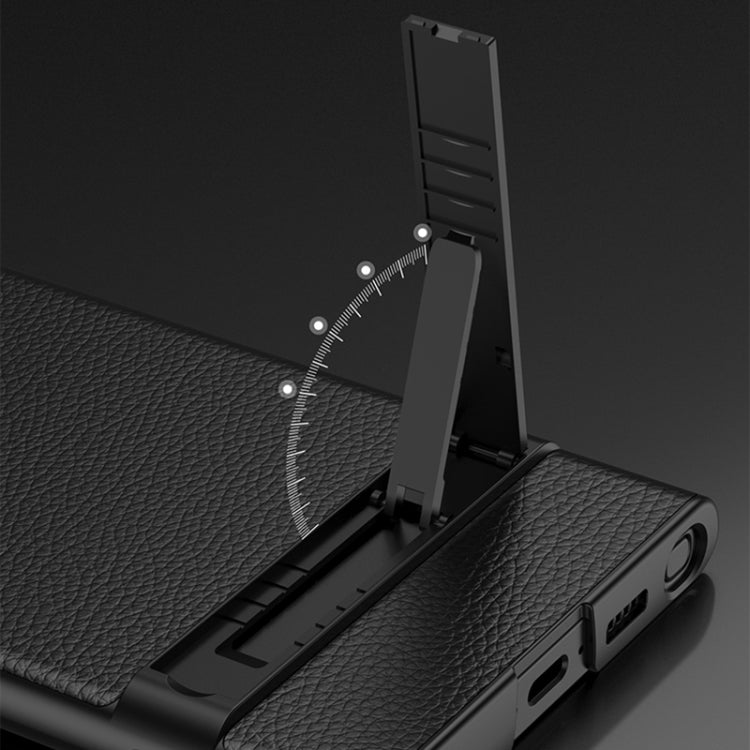 For Samsung Galaxy S23 Ultra 5G GKK Triumph Ultra-Thin Plain Leather Phone Case with Holder(Silver)