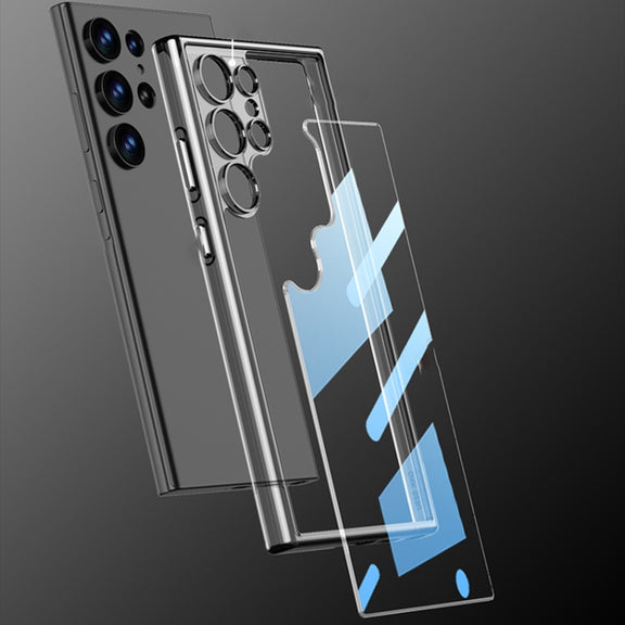 For Samsung Galaxy S23 Ultra 5G GKK Space Frame Transparent PC+TPU Phone Case(Transparent Black)