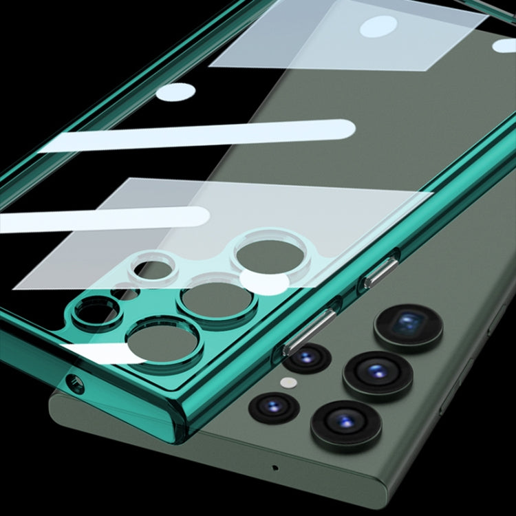 For Samsung Galaxy S23 Ultra 5G GKK Space Frame Transparent PC+TPU Phone Case(Transparent Green)