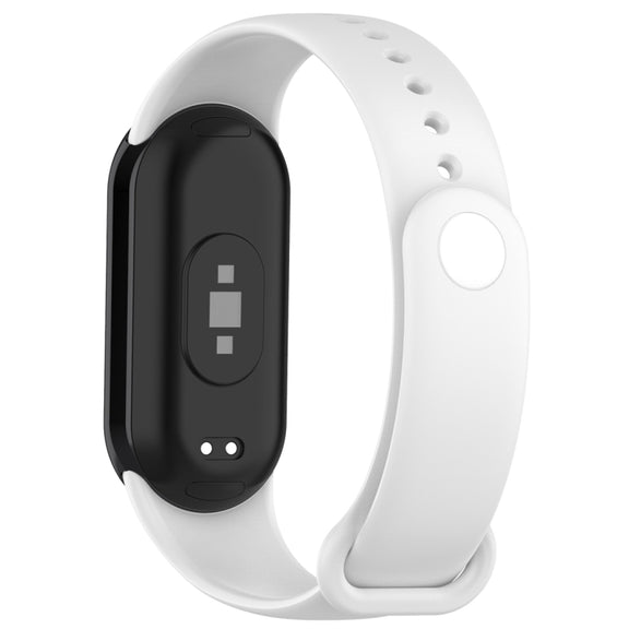 For Xiaomi Mi Band 8 Solid Color Silicone Plug Replacement Watch Band(White)