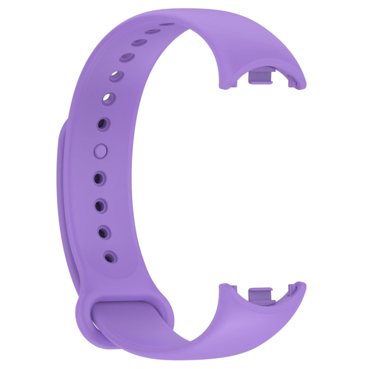 For Xiaomi Mi Band 8 Solid Color Silicone Plug Replacement Watch Band(Purple)
