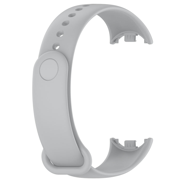 For Xiaomi Mi Band 8 Solid Color Silicone Plug Replacement Watch Band(Grey)
