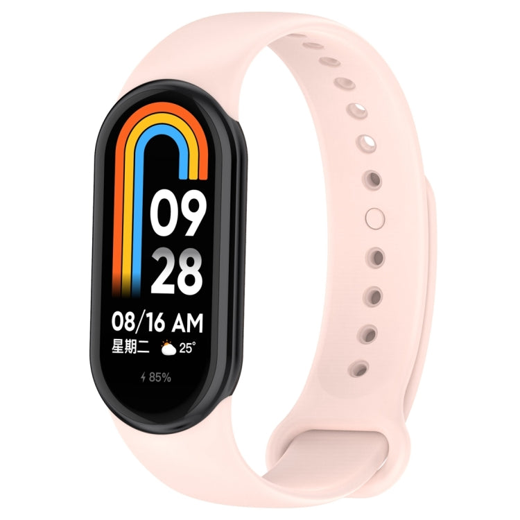 For Xiaomi Mi Band 8 Solid Color Silicone Plug Replacement Watch Band(Pink)
