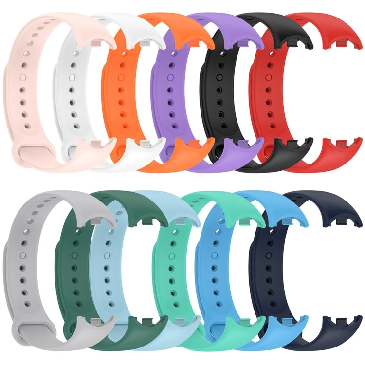 For Xiaomi Mi Band 8 Solid Color Silicone Plug Replacement Watch Band(Green)