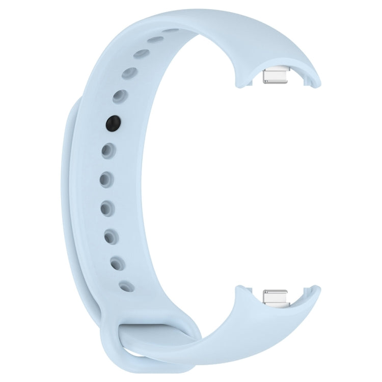 For Xiaomi Mi Band 8 Solid Color Stainless Steel Plug Replacement Watch Band (Light Blue)