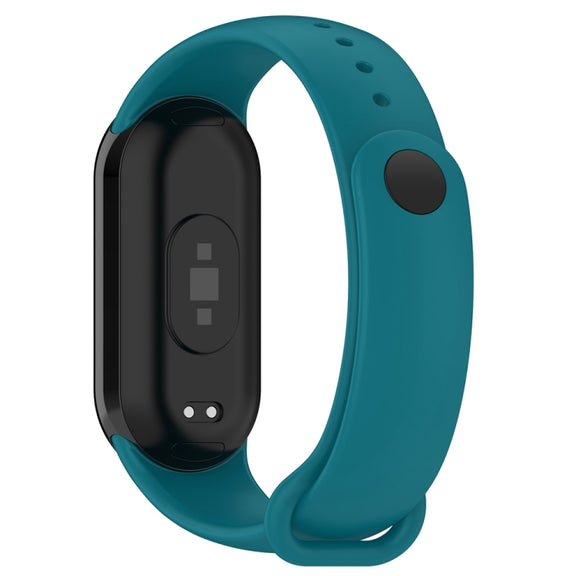 For Xiaomi Mi Band 8 Solid Color Stainless Steel Plug Replacement Watch Band (Navy Blue)