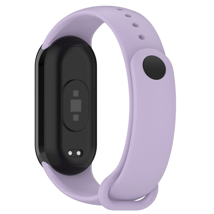 For Xiaomi Mi Band 8 Solid Color Stainless Steel Plug Replacement Watch Band (Purple)