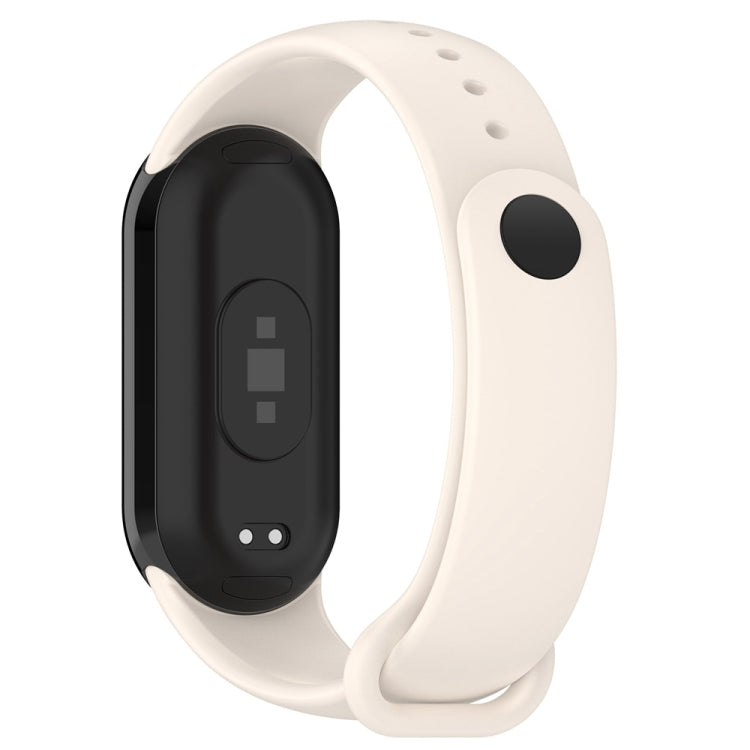 For Xiaomi Mi Band 8 Solid Color Stainless Steel Plug Replacement Watch Band (Starlight)