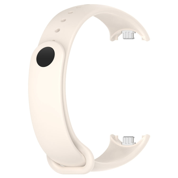 For Xiaomi Mi Band 8 Solid Color Stainless Steel Plug Replacement Watch Band (Starlight)