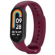 For Xiaomi Mi Band 8 Solid Color Stainless Steel Plug Replacement Watch Band (Wine Red)