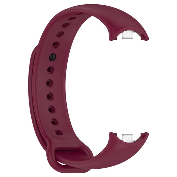 For Xiaomi Mi Band 8 Solid Color Stainless Steel Plug Replacement Watch Band (Wine Red)