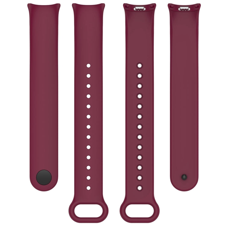 For Xiaomi Mi Band 8 Solid Color Stainless Steel Plug Replacement Watch Band (Wine Red)