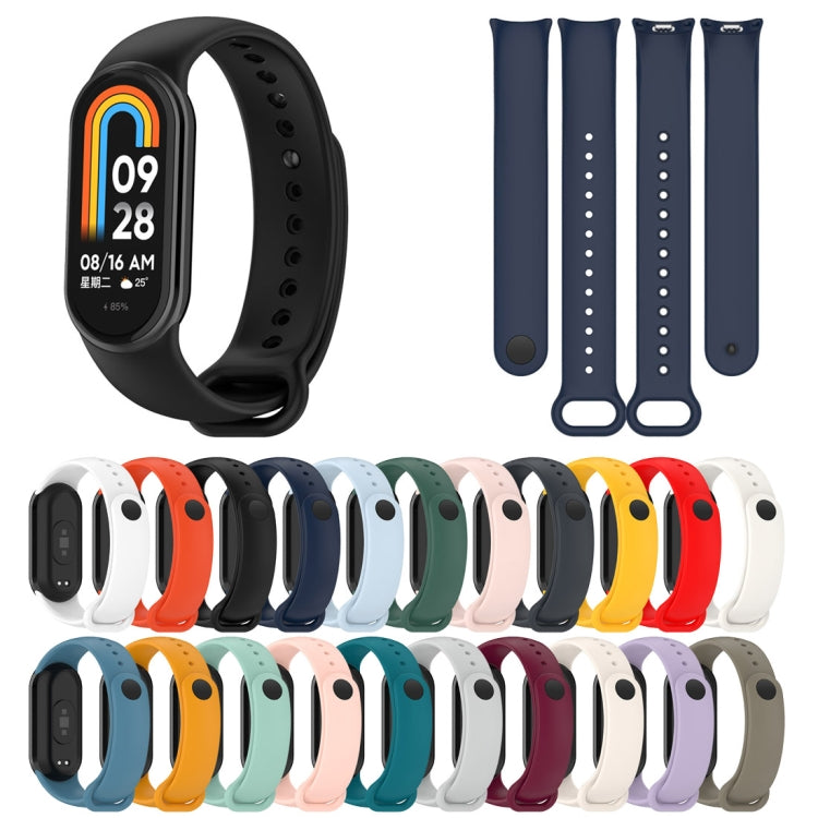 For Xiaomi Mi Band 8 Solid Color Stainless Steel Plug Replacement Watch Band (Wine Red)