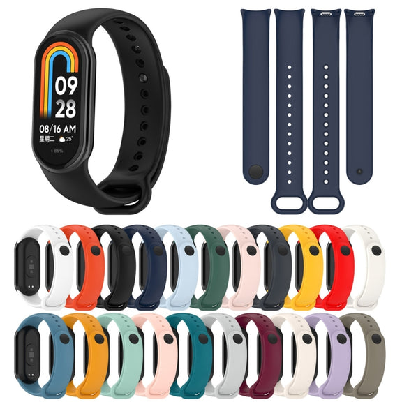 For Xiaomi Mi Band 8 Solid Color Stainless Steel Plug Replacement Watch Band (Light Grey)