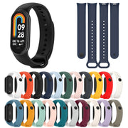 For Xiaomi Mi Band 8 Solid Color Stainless Steel Plug Replacement Watch Band (Navy Blue)
