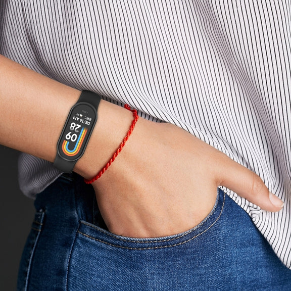 For Xiaomi Mi Band 8 Solid Color Stainless Steel Plug Replacement Watch Band (Starlight)