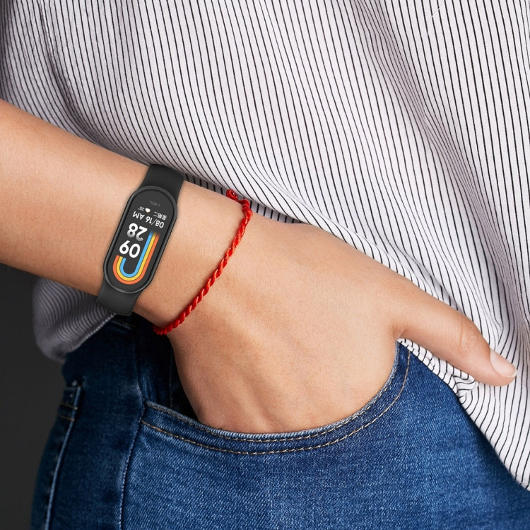 For Xiaomi Mi Band 8 Solid Color Stainless Steel Plug Replacement Watch Band (Starlight)