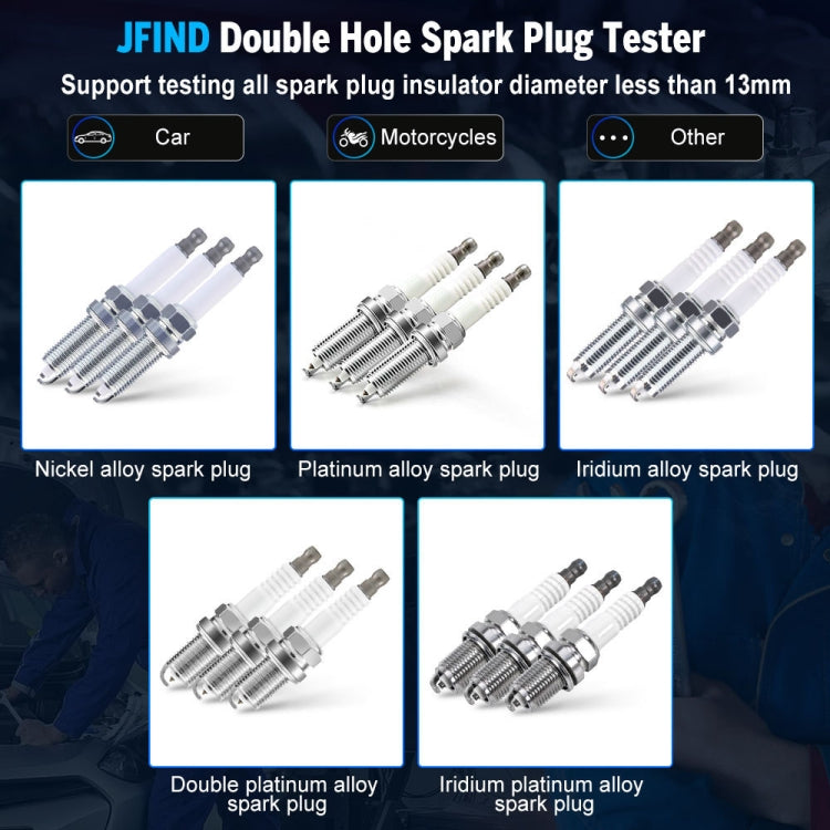 JFIND JF109 Car Double Hole Spark Plug Tester(EU Plug)