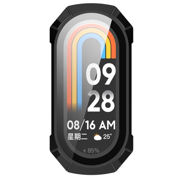For Xiaomi Mi Band 8 PC + Tempered Glass Integrated Protective Watch Case(Black)