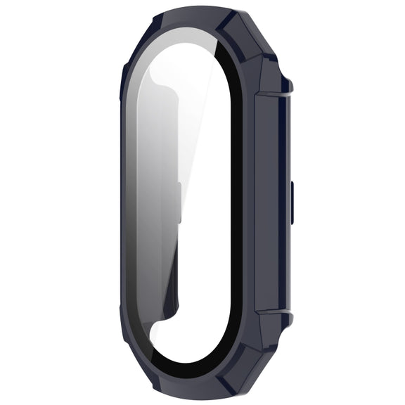 For Xiaomi Mi Band 8 PC + Tempered Glass Integrated Protective Watch Case(Ink Blue)