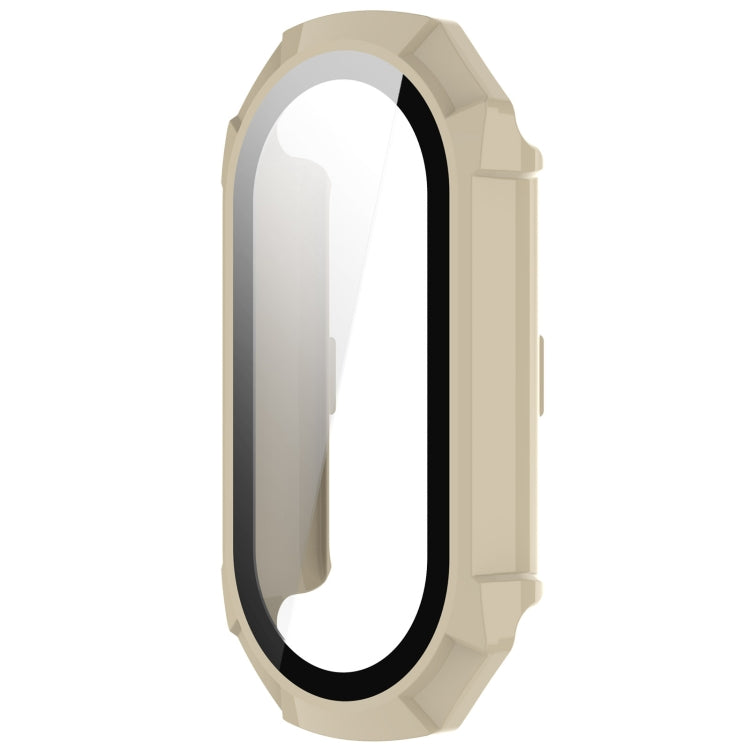 For Xiaomi Mi Band 8 PC + Tempered Glass Integrated Protective Watch Case(Ivory White)