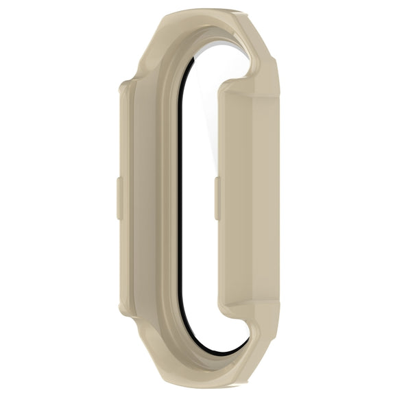 For Xiaomi Mi Band 8 PC + Tempered Glass Integrated Protective Watch Case(Ivory White)