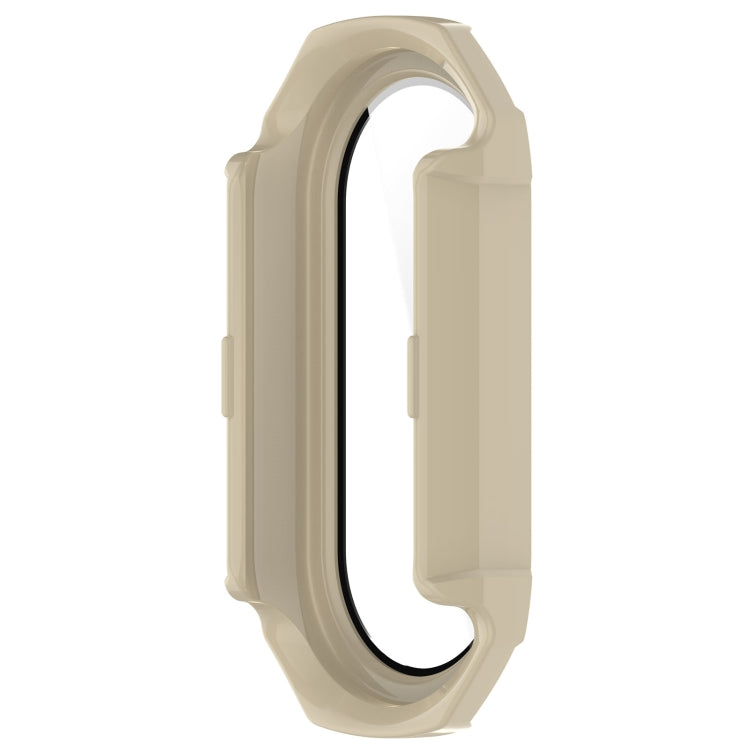 For Xiaomi Mi Band 8 PC + Tempered Glass Integrated Protective Watch Case(Ivory White)