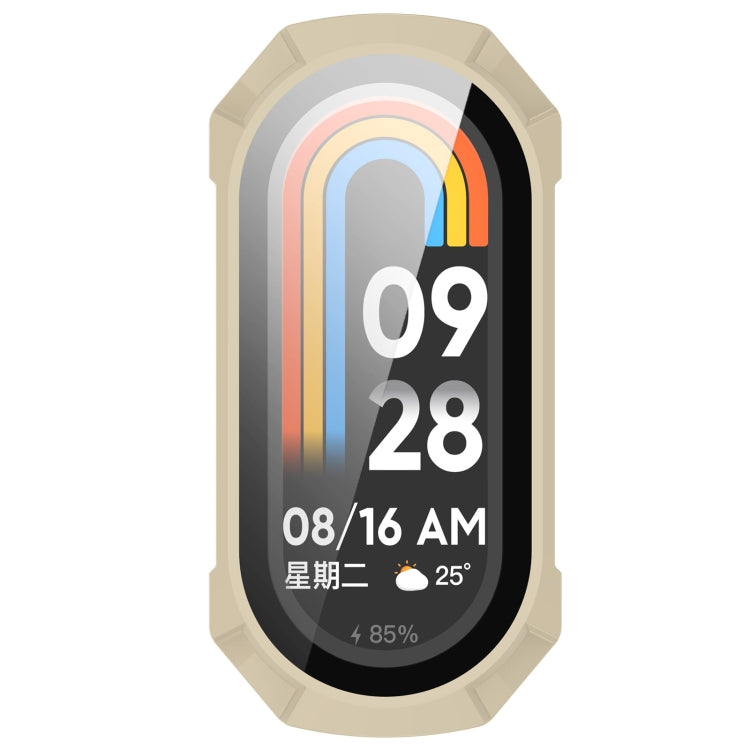 For Xiaomi Mi Band 8 PC + Tempered Glass Integrated Protective Watch Case(Ivory White)