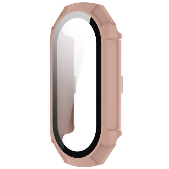 For Xiaomi Mi Band 8 PC + Tempered Glass Integrated Protective Watch Case(Pink)