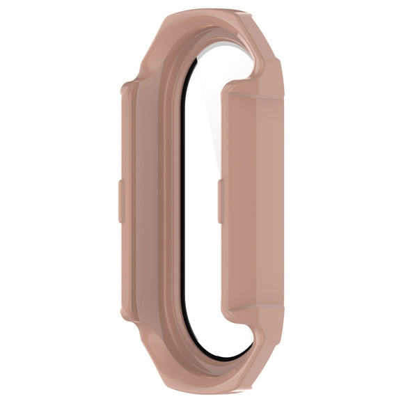 For Xiaomi Mi Band 8 PC + Tempered Glass Integrated Protective Watch Case(Pink)