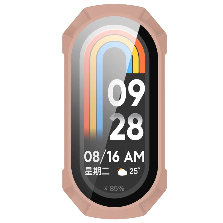 For Xiaomi Mi Band 8 PC + Tempered Glass Integrated Protective Watch Case(Pink)