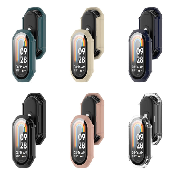 For Xiaomi Mi Band 8 PC + Tempered Glass Integrated Protective Watch Case(Pink)