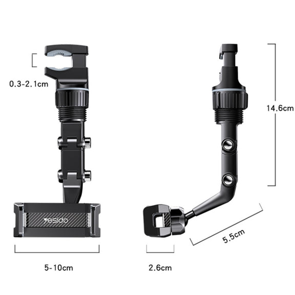 Yesido C192 Car Rearview Mirror Using Phone Holder(Black)