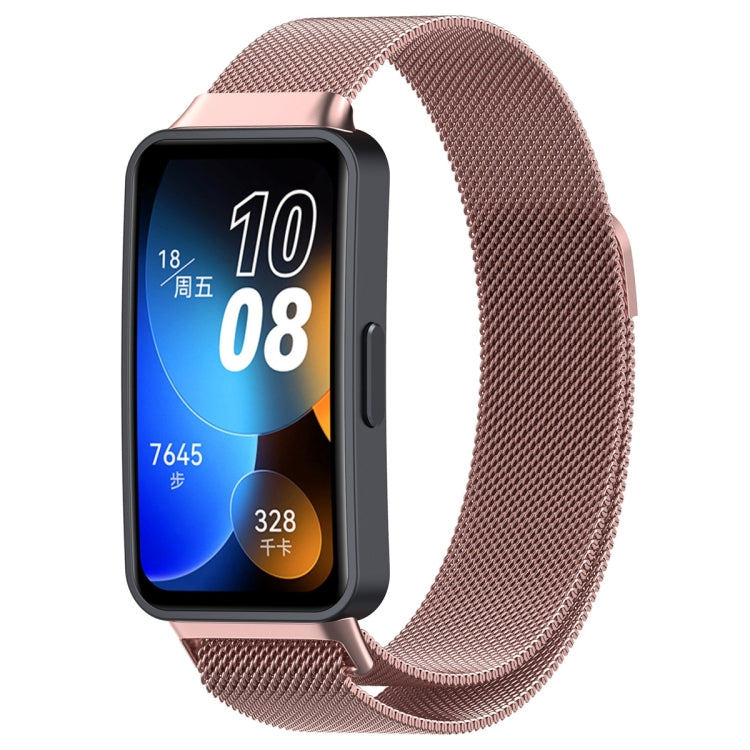 For Huawei Band 10 / 9 / 8 Milanese Metal Watch Band(Rose Pink)